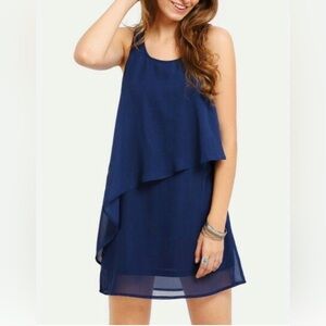 Elegant Navy Blue Layered Dress…….658